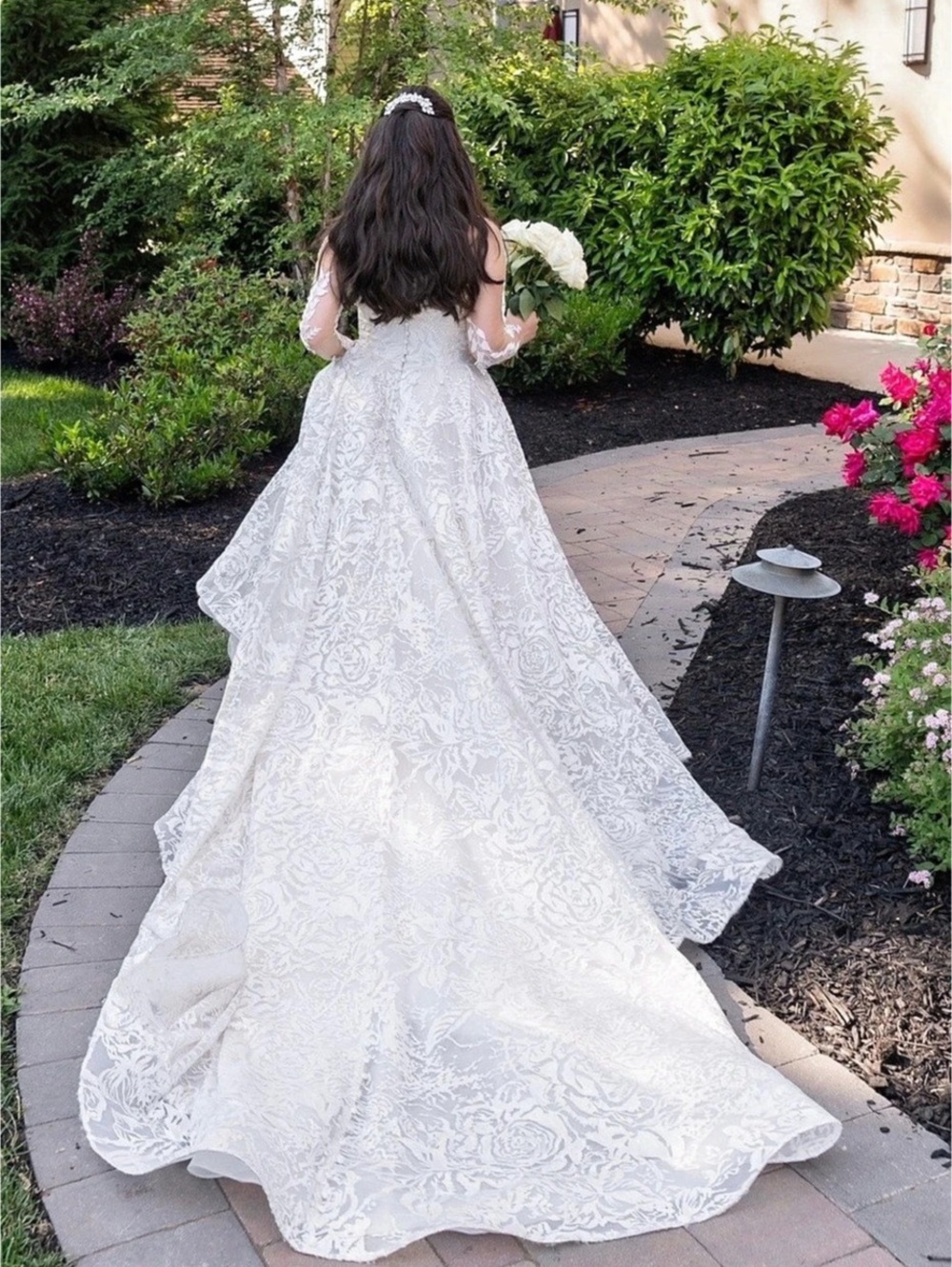 Lace Wedding Dress with Train in White Like New